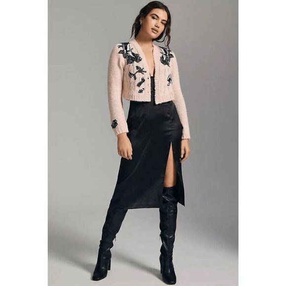 Anthropologie Wendy Wurtzburger  Marcella Volini Dancing Crane Cardigan XS NEW - Picture 3 of 8